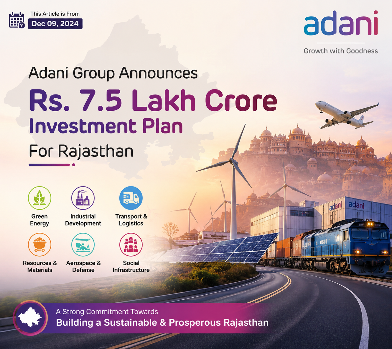 Adani Group Announces Rs. 7.5 Lakh Crore Investment Plan For Rajasthan
